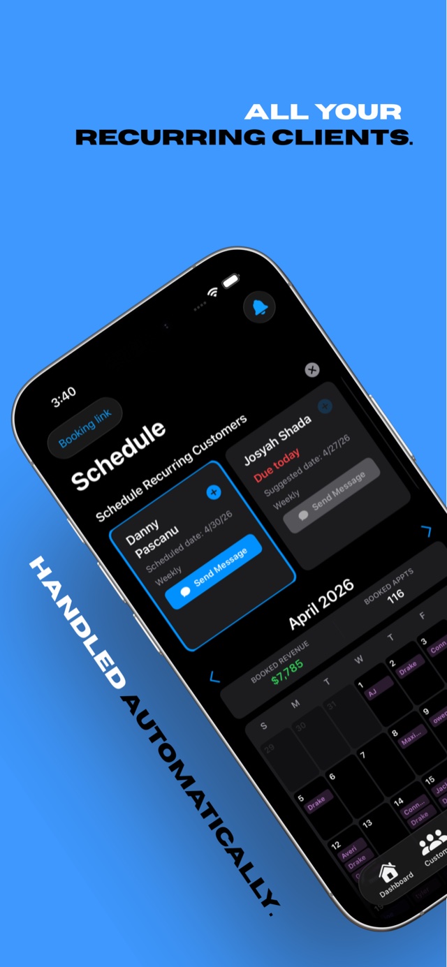 All your recurring clients handled automatically in the schedule